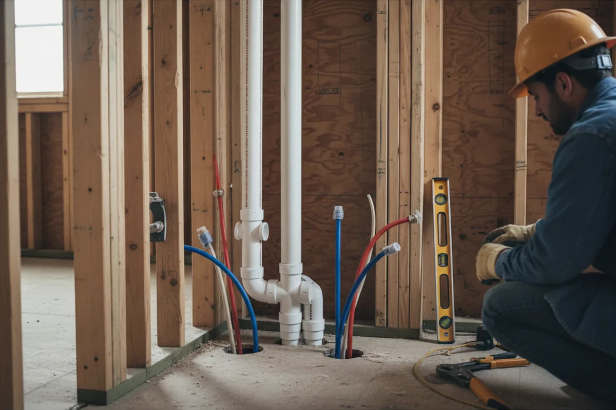 Drain and supply rough-in during Leak Detection in Hamel