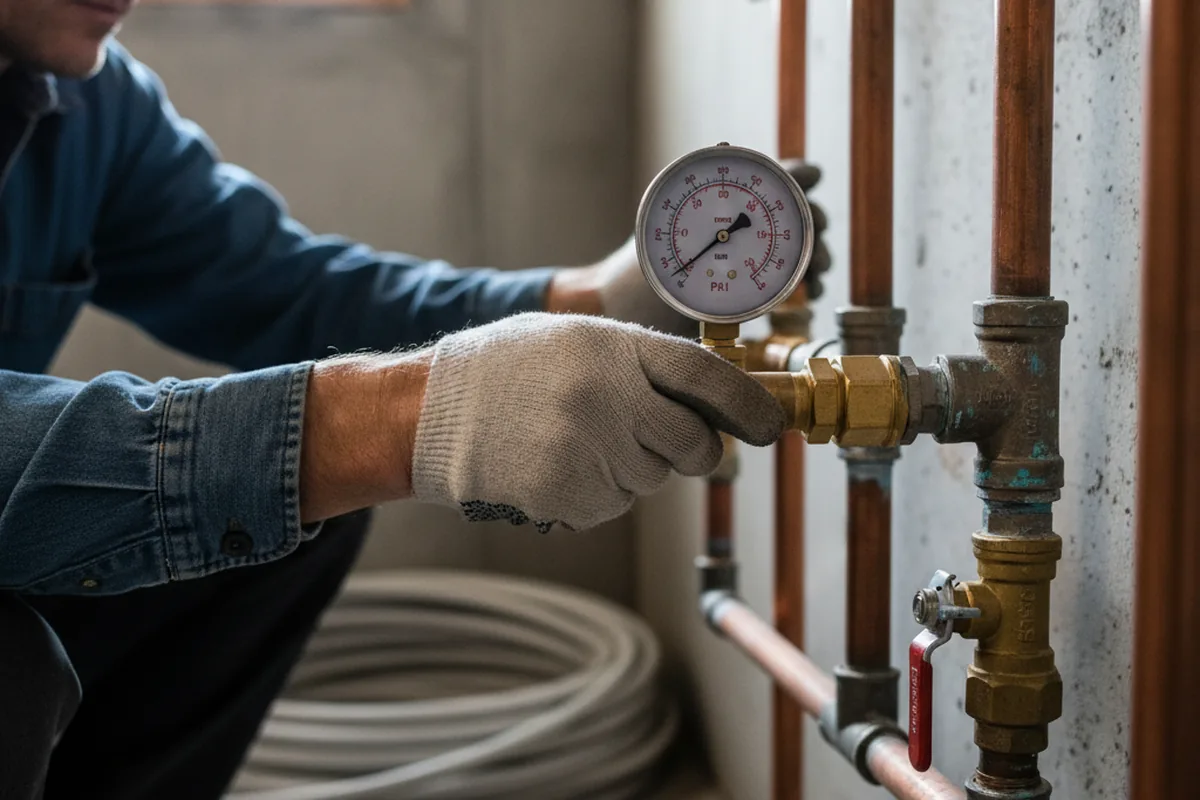 Pressure testing a repaired line during Water Line Repair in Hamel
